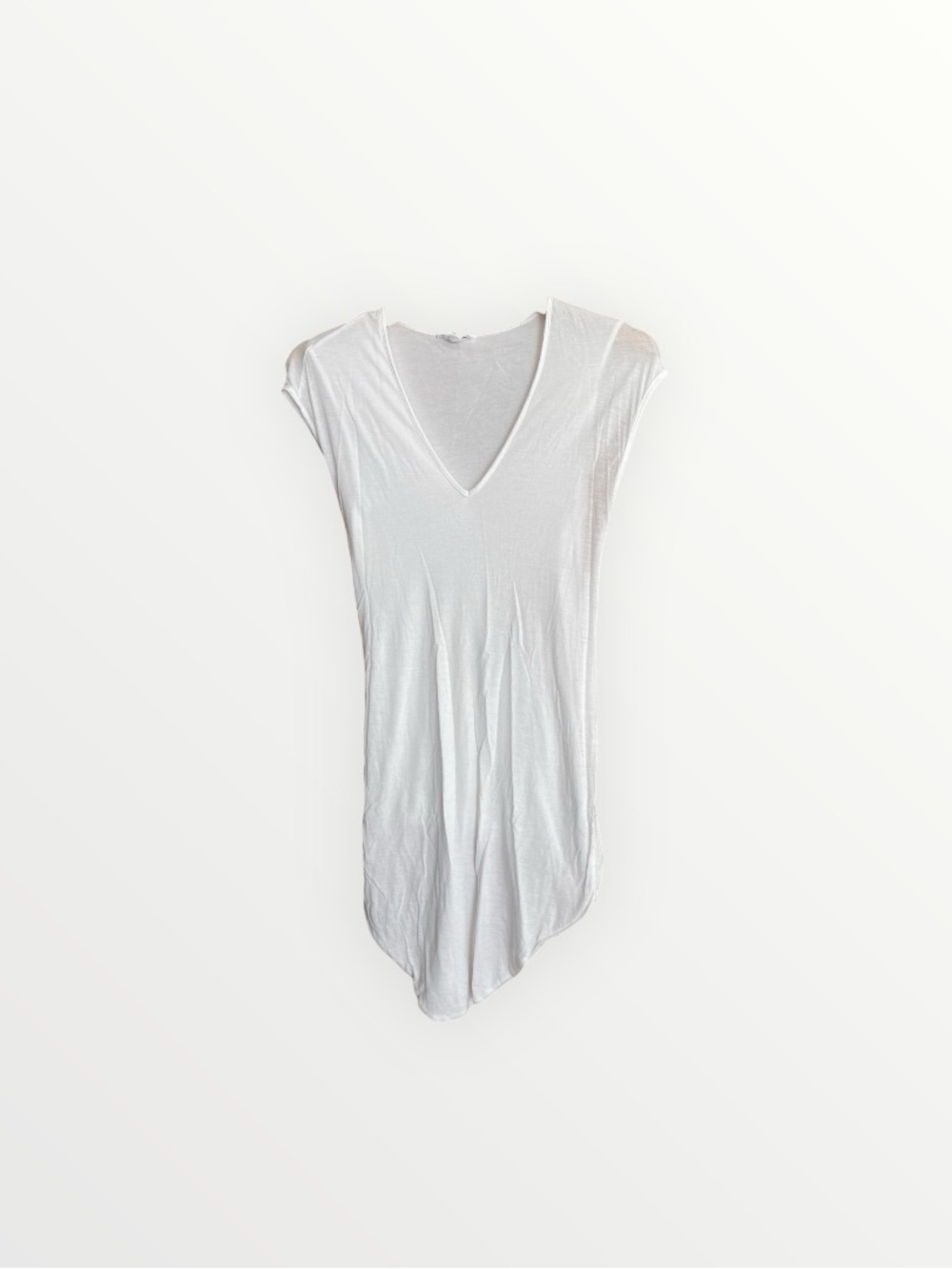 Helmut Lang White Modal V-Neck Layered Twist Short Sleeve Top Size M